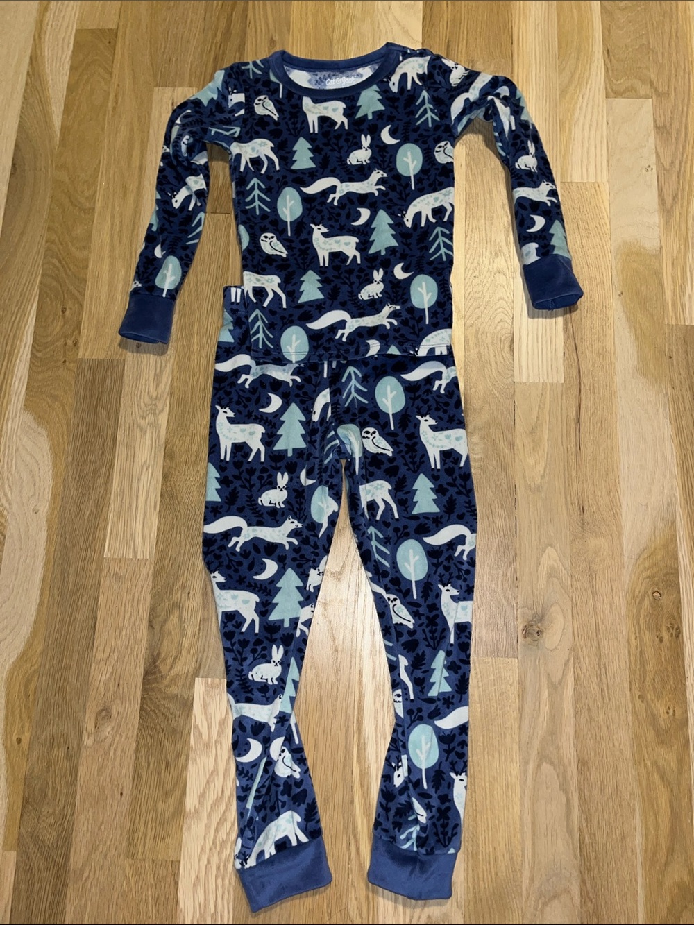 Kids Navy Forest Animal Pajama Set Size 6